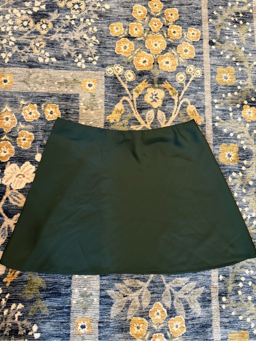 Gianni Bini Hunter Green Satin A-Line Mini Skirt Size M